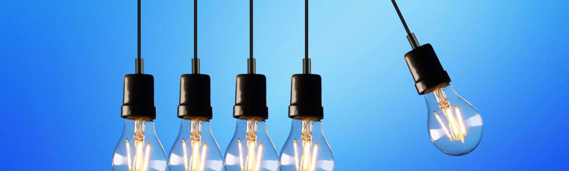 Four lightbulbs hanging