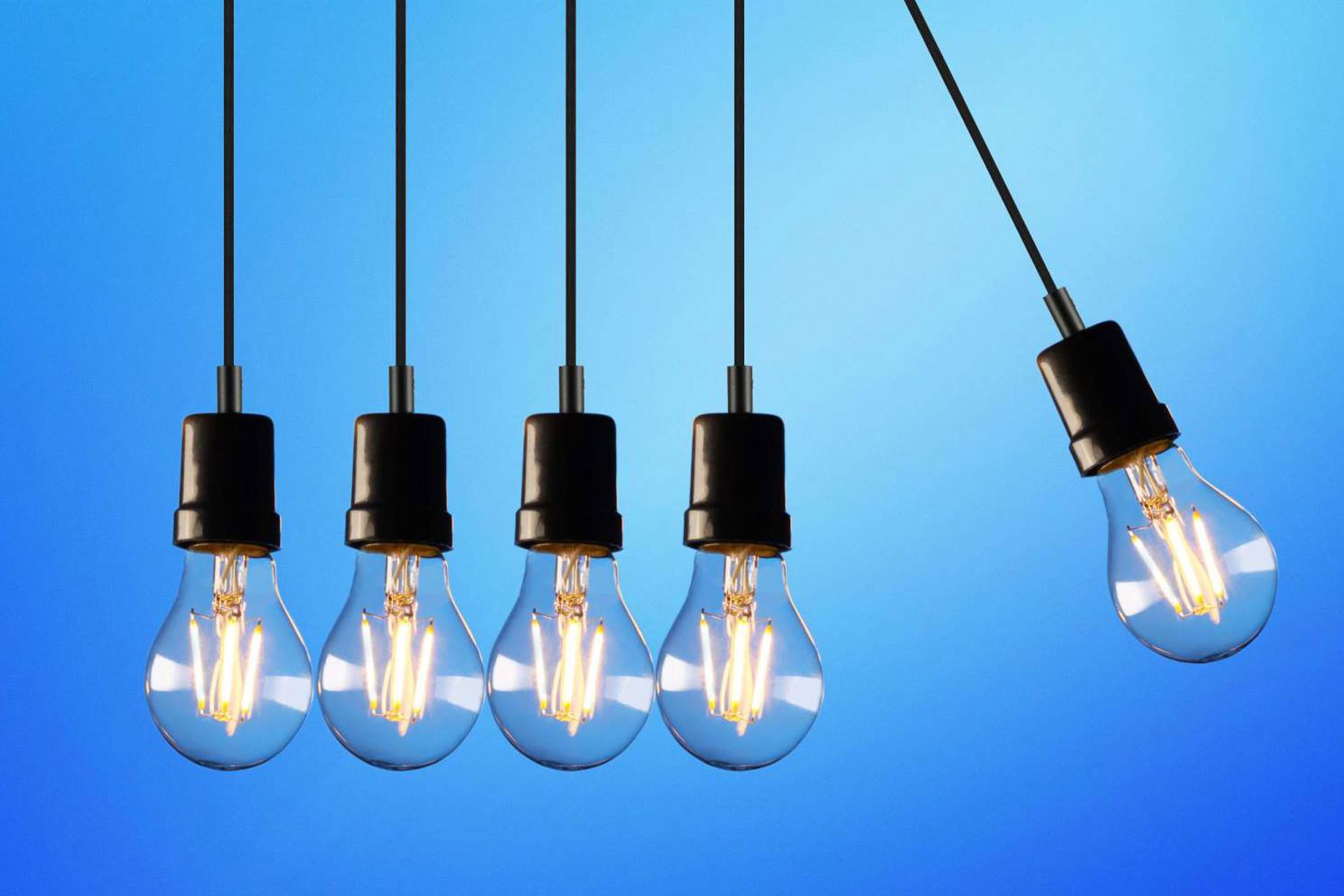 Four lightbulbs hanging